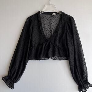 Divided Babydoll Crop Top Sheer Y2K Whimsigoth Dark Romantic Fairy Grunge S